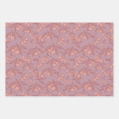 キュートパステルピンク&薄紫ガーリーさくらんぼ&ボウ ラッピングペーパーシート (正面)