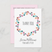 キュートパステルフローラ美容師フラワーリース サンキューカード (正面/裏面)