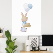 キュートパステルブルーバルーンバニー子供部屋デコール ポスター (ホームオフィス)