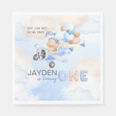 キュートパステルブルーブラウンベビーベアターニングワン スタンダードランチョンナプキン (正面)