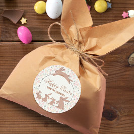 キュートパステルブンニー春開花ハッピーイースター ラウンドシール