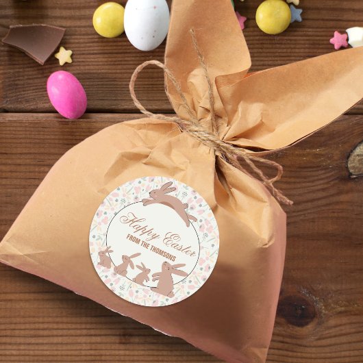 キュートパステルブンニー春開花ハッピーイースター ラウンドシール