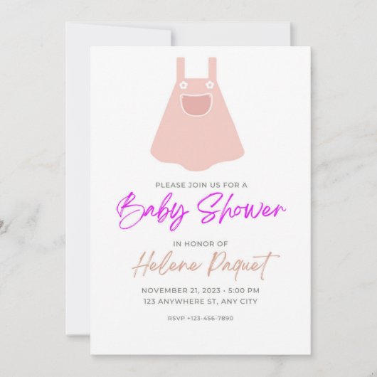キュートパステルベビードレスベビーシャワー招待状 シーズンカード (正面)