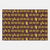 キュートパステルホリデーラッピング紙と金ゴールドスノー ラッピングペーパーシート (正面3)