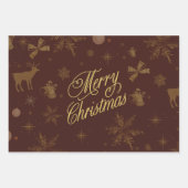 キュートパステルホリデーラッピング紙と金ゴールドスノー ラッピングペーパーシート (正面2)