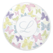 キュートパステルボタニカル蝶 セラミックノブ (正面)