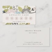 キュートパステルボホ赤面ブルーフローラ6パンチロイヤリティ 名刺 (正面/裏面)