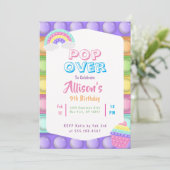 キュートパステルポップ・アートのイットファイドゲットガールズ誕生日 招待状 (スタンド正面)