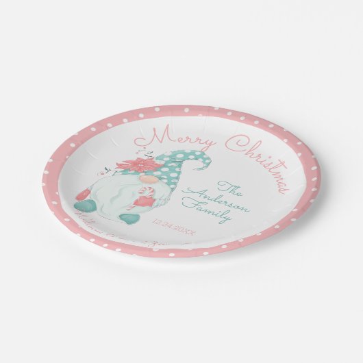 キュートパステルメリークリスマスファミリーウェルカム格言 ペーパープレート (アングル)