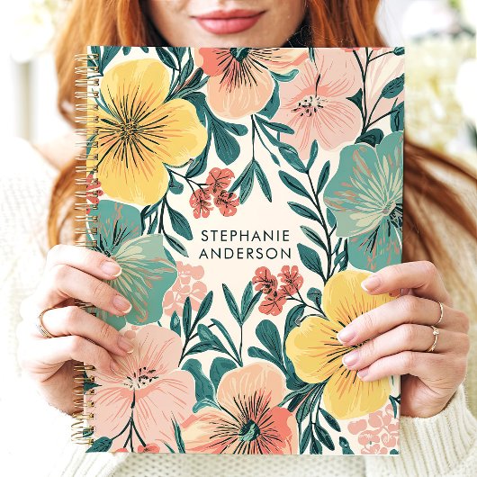 キュートパステルモダンフローラガーリー名前をカスタムする プランナー手帳