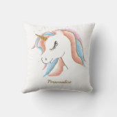 キュートパステルユニコーンガーリーピンクブルーパーソナライズされた クッション (裏面)