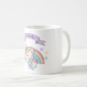 キュートパステルユニコーン&スパークリレインボー名前をカスタムする コーヒーマグカップ (正面右)