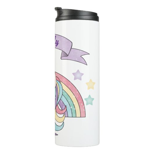 キュートパステルユニコーン&スパークリレインボー名前をカスタムする タンブラー (回転右)