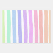キュートパステルレインボーカラーストライプテーマパターン ラッピングペーパーシート (正面2)