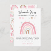 キュートパステルレインボーガールズバースデーパーティー サンキューカード (正面/裏面)