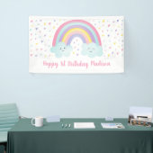 キュートパステルレインボークラウドファースト誕生日 横断幕 (トレードショー)
