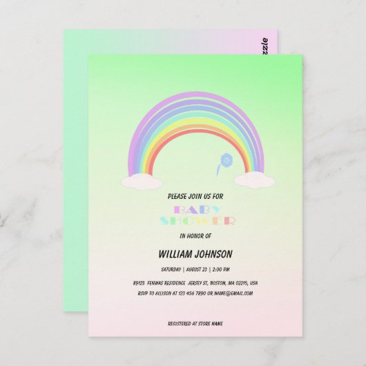 キュートパステルレインボーグラディエントフラワーテーマ名 ポストカード (正面/裏面)