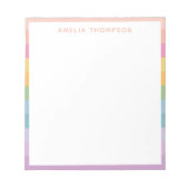 キュートパステルレインボーストライプズパーソナライズされた名 ノートパッド (正面)