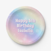 キュートパステルレインボースパークル子供の誕生日パーティー ペーパープレート (正面)