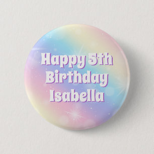 キュートパステルレインボースパークル子供の誕生日パーティー 缶バッジ