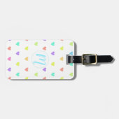 キュートパステルレインボーハートパターン ラゲッジタグ (正面横)