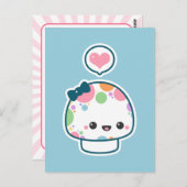 キュートパステルレインボーポルカ点々のあるキノコ ポストカード (正面/裏面)