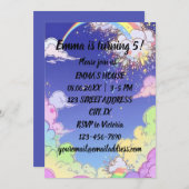キュートパステルレインボー子供の誕生日パーティの招待状 招待状 (正面/裏面)