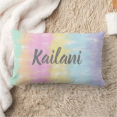 キュートパステルレインボー絞り染めストライプズネームランバーパイ ランバークッション (ブランケット)