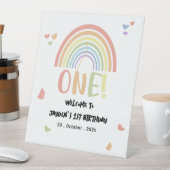 キュートパステルレインボー1stバースデーウェルカム 台座サイン (インサイチュ)