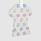 キュートパステル子猫顔ピンクブルーグリーンイエロー オーナメント (正面)