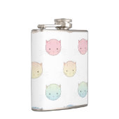 キュートパステル子猫顔ピンクブルーグリーンイエロー フラスク (右)