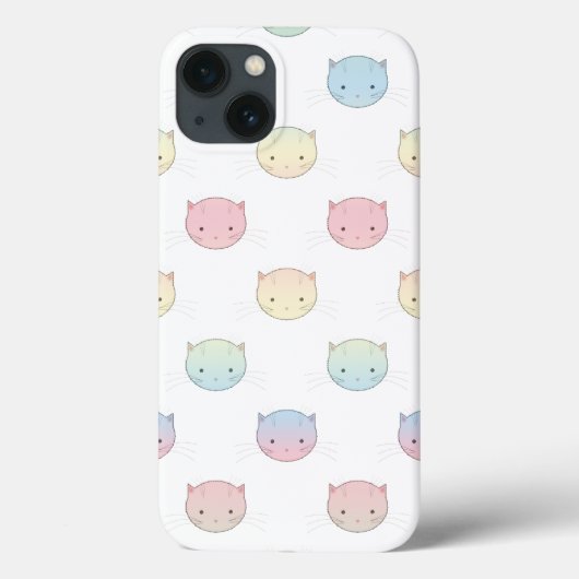 キュートパステル子猫顔ピンクブルーグリーンイエロー Case-Mate iPhoneケース (裏面)