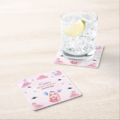 キュートパステル幽霊ウォーターカラーハロウィーン誕生日 スクエアペーパーコースター (インサイチュ)