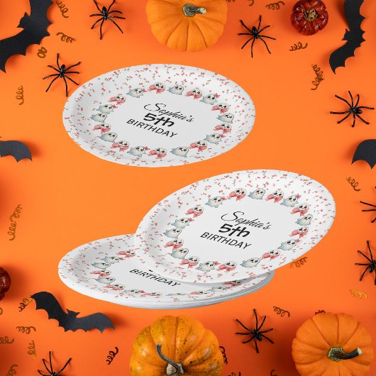 キュートパステル幽霊カスタマイズ文字誕生日 ペーパープレート