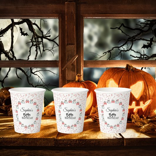 キュートパステル幽霊カスタマイズ文字誕生日 紙コップ