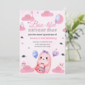 キュートパステル幽霊ハロウィーン誕生日招待状 招待状 (スタンド正面)