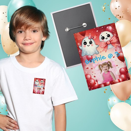 キュートパステル幽霊子供の誕生日パーティーボタン 缶バッジ