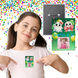 キュートパステル幽霊子供の誕生日パーティーボタン 缶バッジ