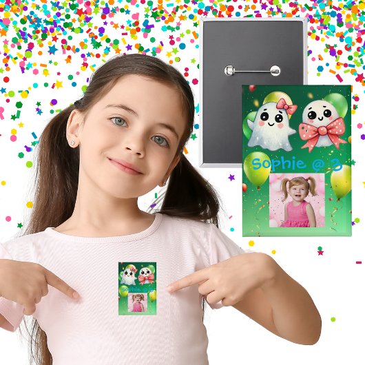 キュートパステル幽霊子供の誕生日パーティーボタン 缶バッジ