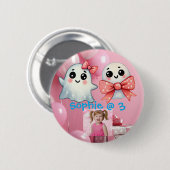 キュートパステル幽霊子供の誕生日パーティーボタン 缶バッジ (正面&裏面)
