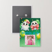 キュートパステル幽霊子供の誕生日パーティーボタン 缶バッジ (正面/裏面)