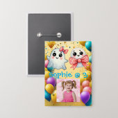 キュートパステル幽霊子供の誕生日パーティーボタン 缶バッジ (正面/裏面)