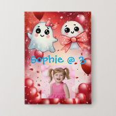 キュートパステル幽霊子供の誕生日パーティーボタン 缶バッジ (正面)