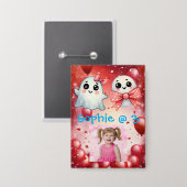 キュートパステル幽霊子供の誕生日パーティーボタン 缶バッジ (正面/裏面)