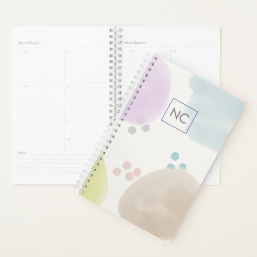 キュートパステル抽象芸術ブラシストロークモノグラム プランナー手帳 (ディスプレー)