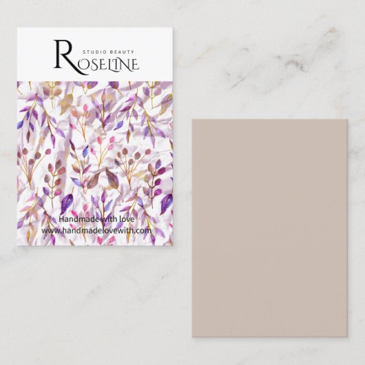 キュートパステル春パープルフラワーイヤリングディスプレイ 名刺 (正面/裏面)