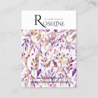 キュートパステル春パープルフラワーイヤリングディスプレイ 名刺