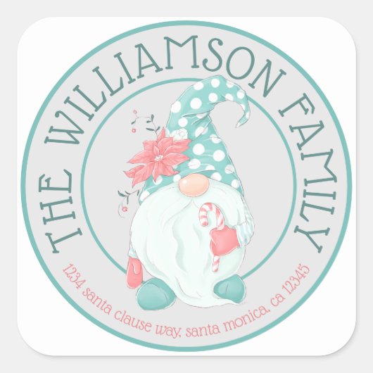 キュートパステル格言ファミリーネーム差出人住所スクアール スクエアシール (正面)