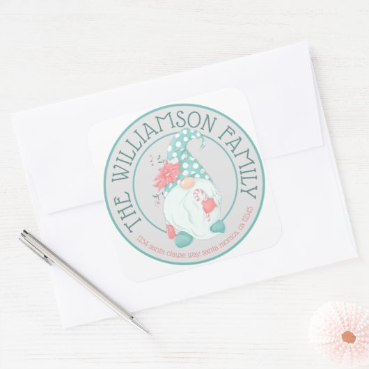 キュートパステル格言ファミリーネーム差出人住所スクアール スクエアシール (封筒)