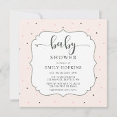 キュートパステル水玉模様ガールベビーシャワースクエア 招待状 (正面)
